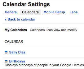 Google Calendar - Settings - Calendars