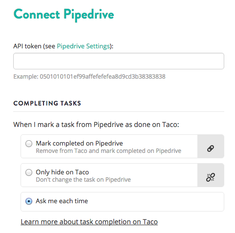 Sync Pipedrive activities via API